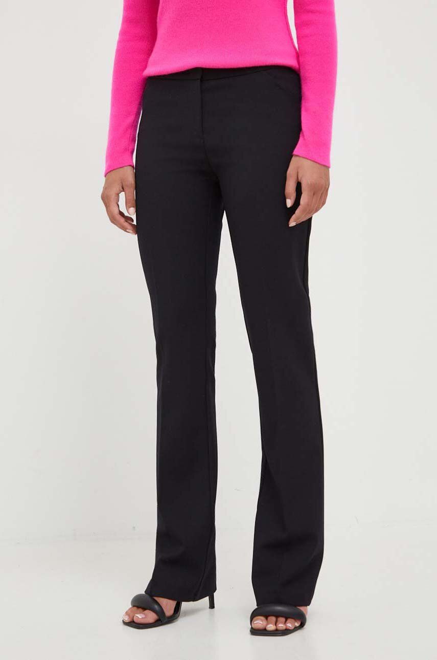 Levně Kalhoty s příměsí vlny Pinko černá barva, jednoduché, high waist, 102204.A18F