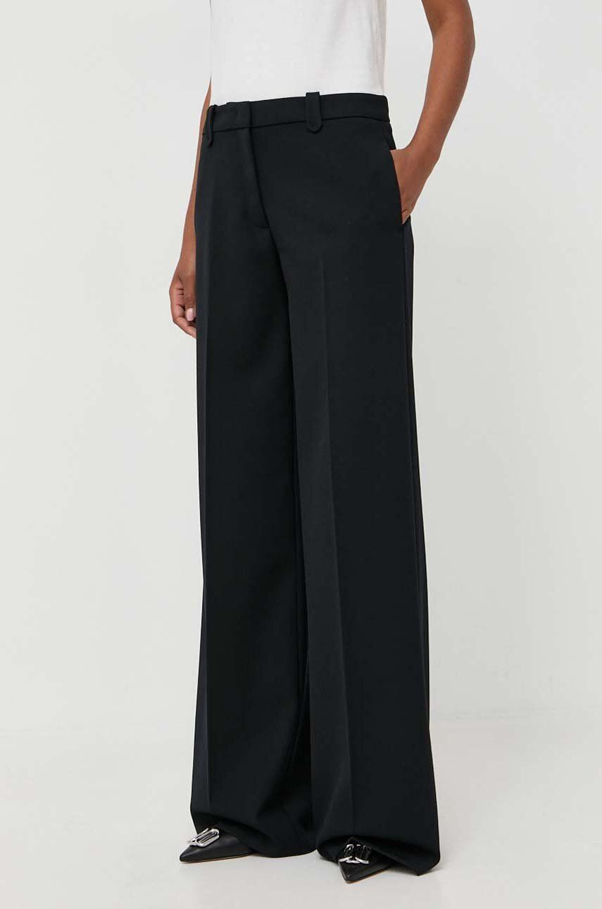 Levně Kalhoty s příměsí vlny Pinko černá barva, jednoduché, high waist, 102107.A18F