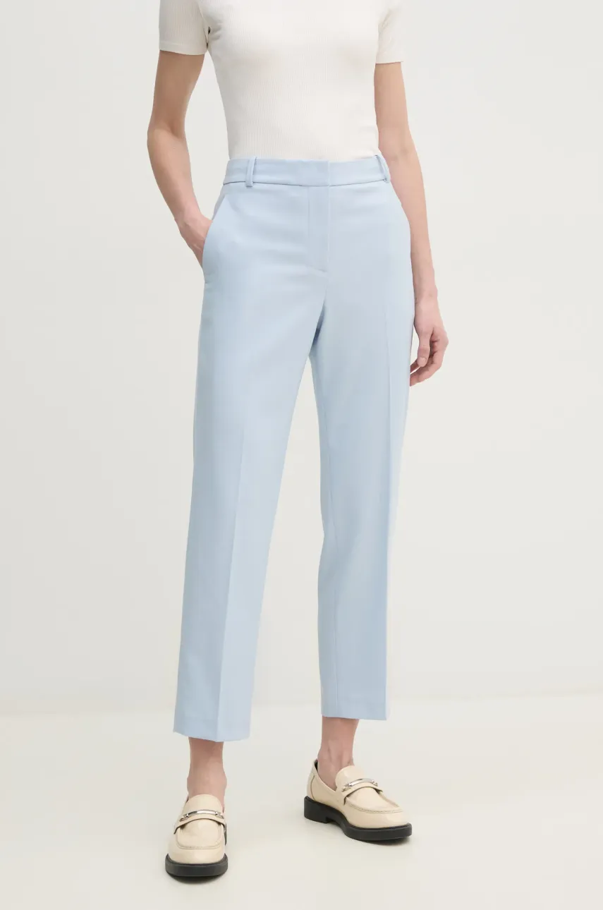 Kalhoty Tommy Hilfiger dámské, červená barva, jednoduché, high waist, WW0WW39723