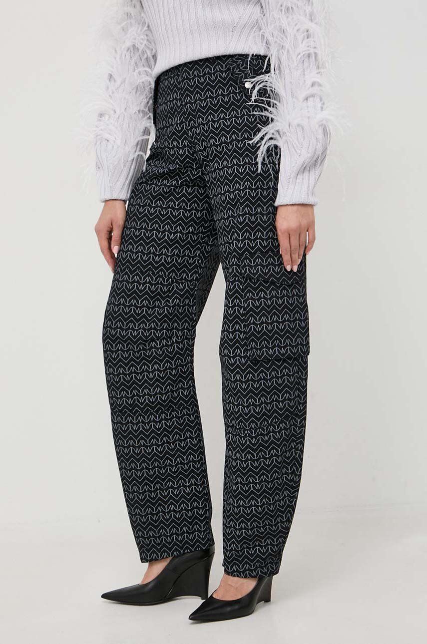 E-shop Bavlněné kalhoty Patrizia Pepe černá barva, široké, high waist