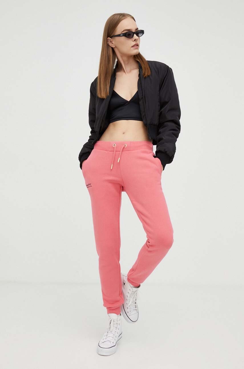 Superdry Pantaloni De Trening Culoarea Roz, Neted