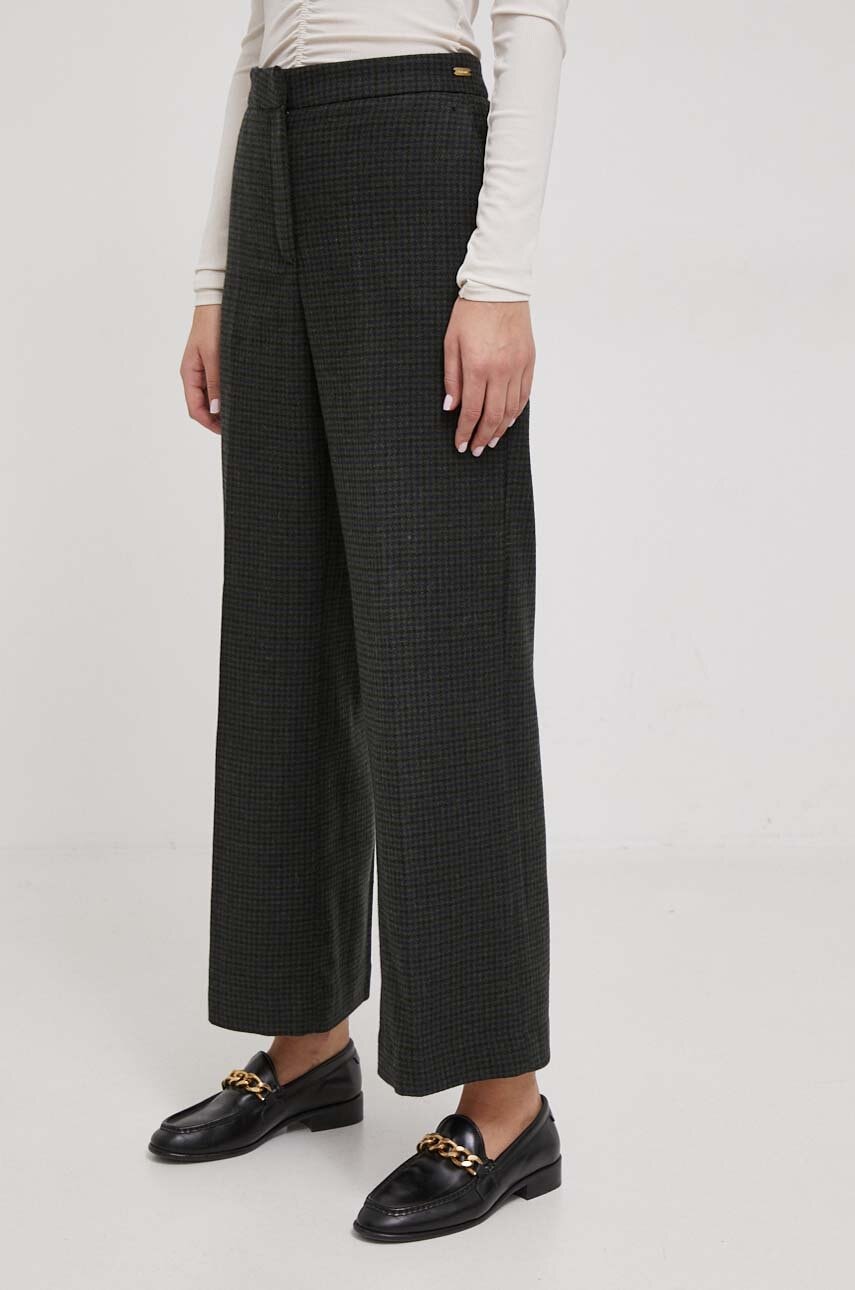 Barbour pantaloni de lana culoarea verde, drept, high waist