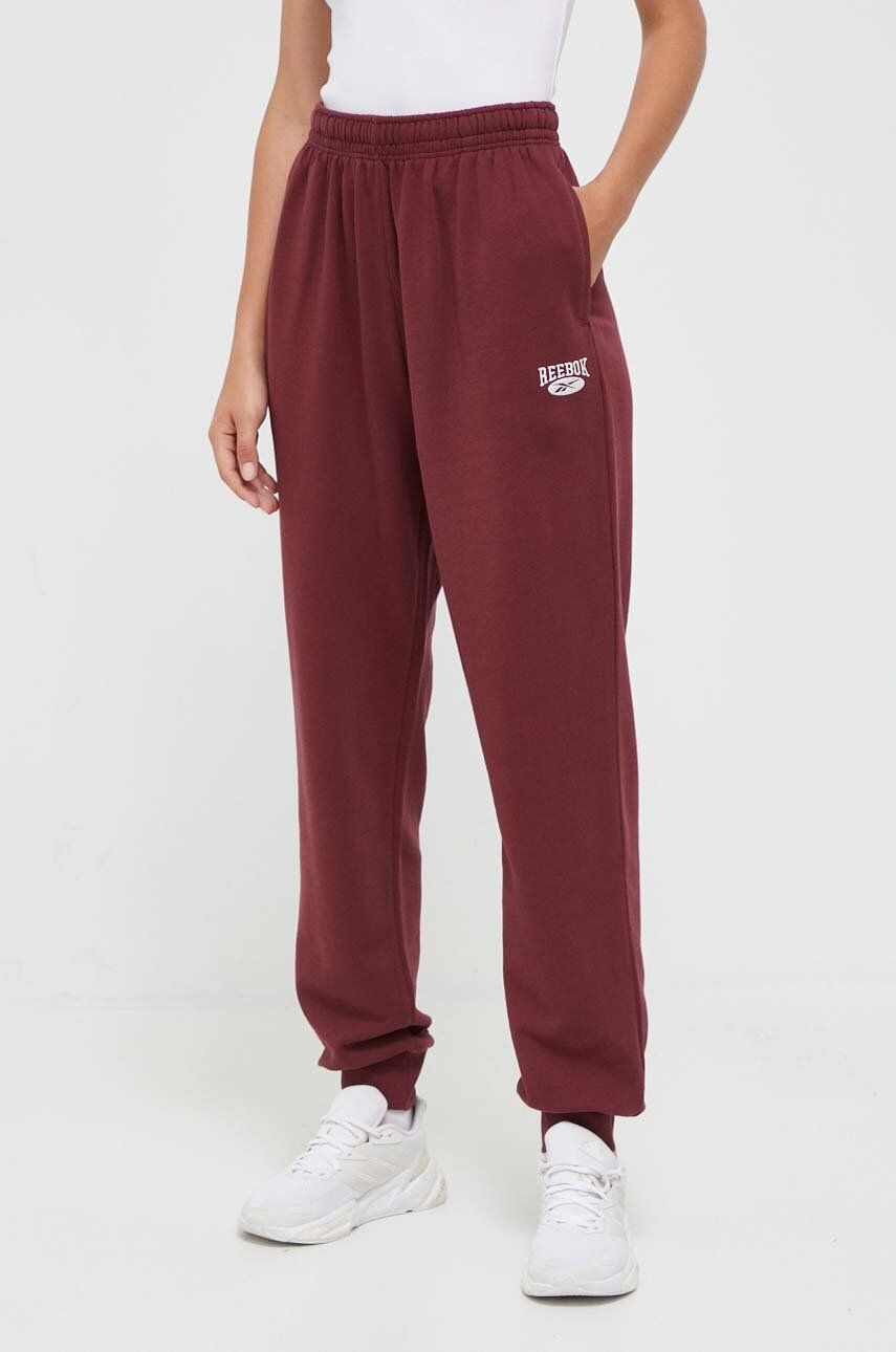 Reebok Classic Pantaloni De Trening Din Bumbac Culoarea Bordo, Neted