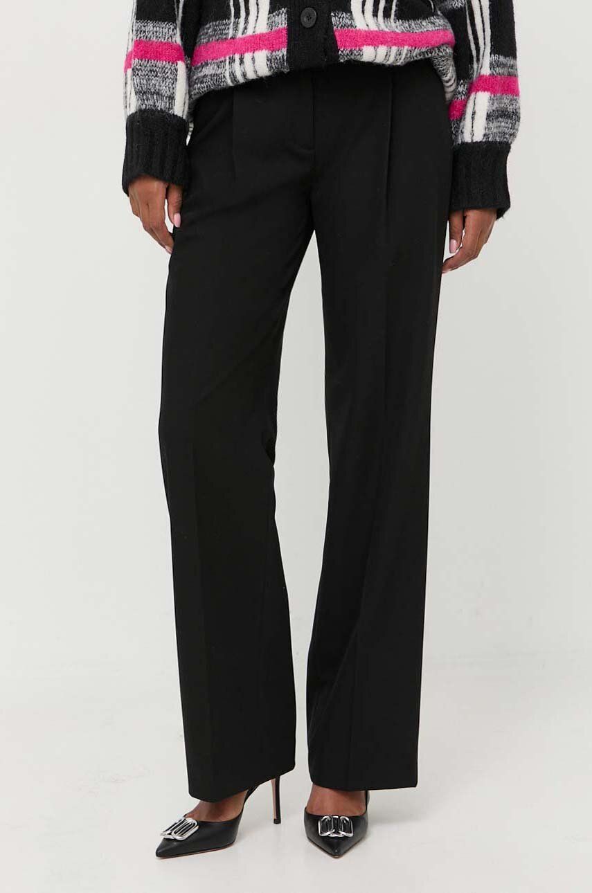 Karl Lagerfeld Pantaloni Femei, Culoarea Negru, Drept, High Waist