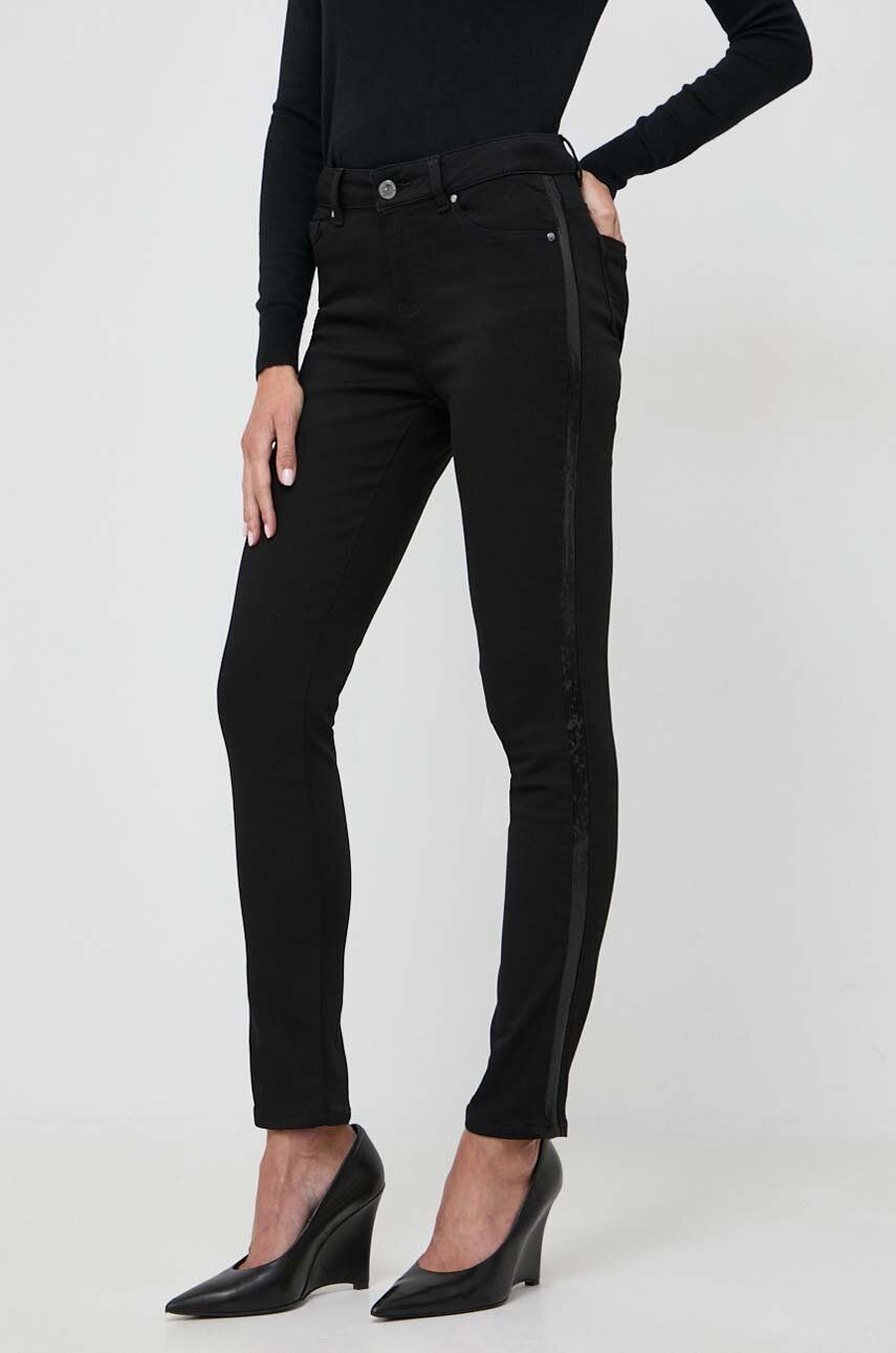 Morgan pantaloni femei, culoarea negru, mulata, high waist