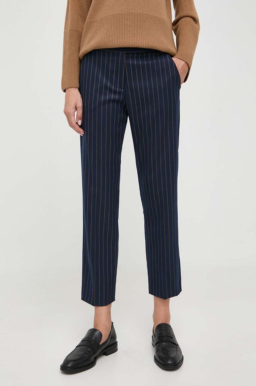 MAX&Co. pantaloni femei, culoarea albastru marin, drept, medium waist