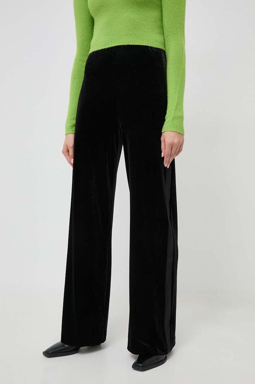 Levně Kalhoty MAX&Co. dámské, černá barva, široké, high waist