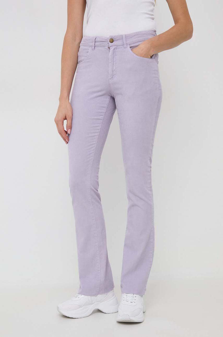Levně Manšestrové kalhoty MAX&Co. Milady fialová barva, zvony, medium waist