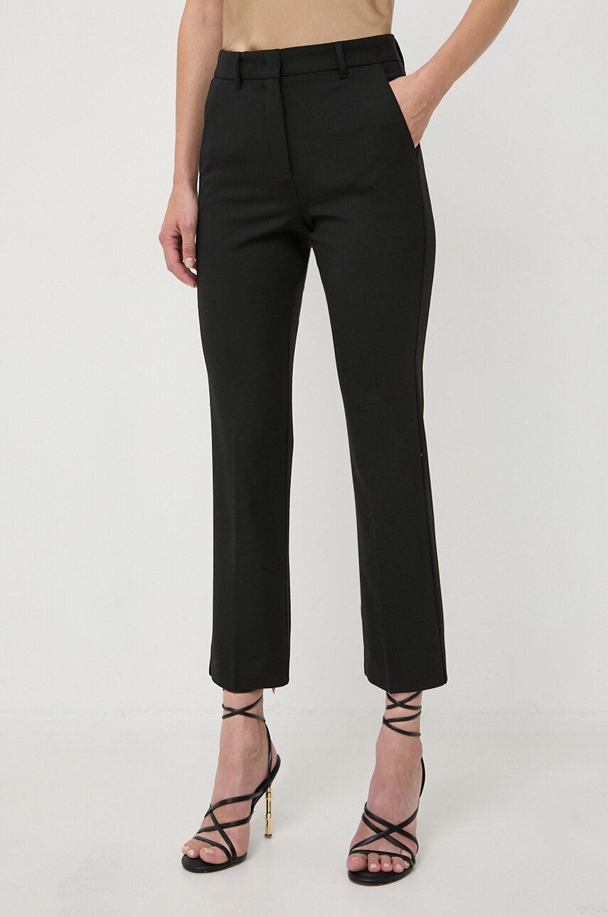 Marella pantaloni din lana culoarea negru, fason tigareta, high waist
