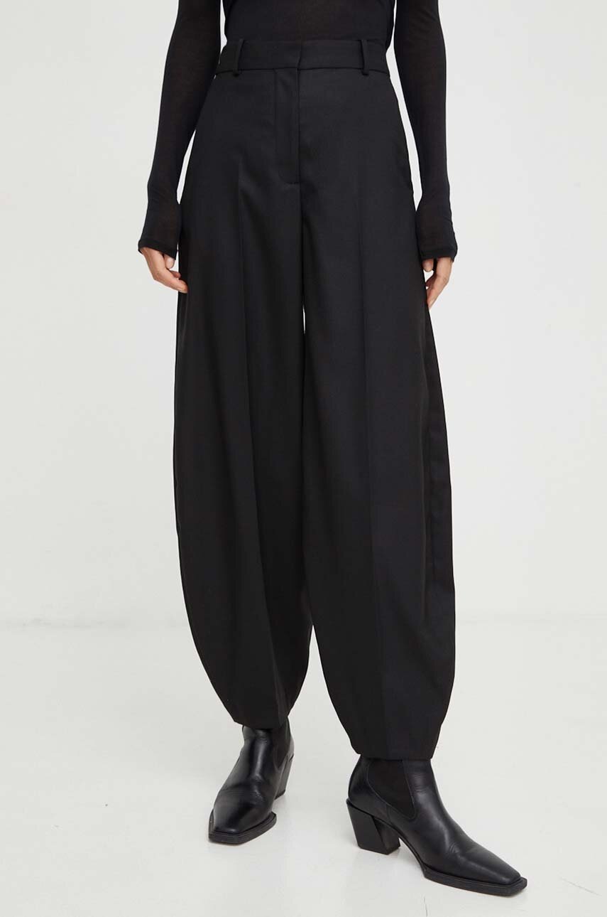 By Malene Birger Pantaloni Femei, Culoarea Negru, Lat, High Waist