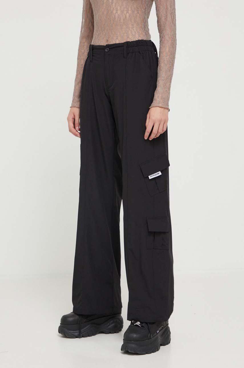 Kalhoty Sixth June dámské, černá barva, jednoduché, high waist - černá - 90 % Akryl