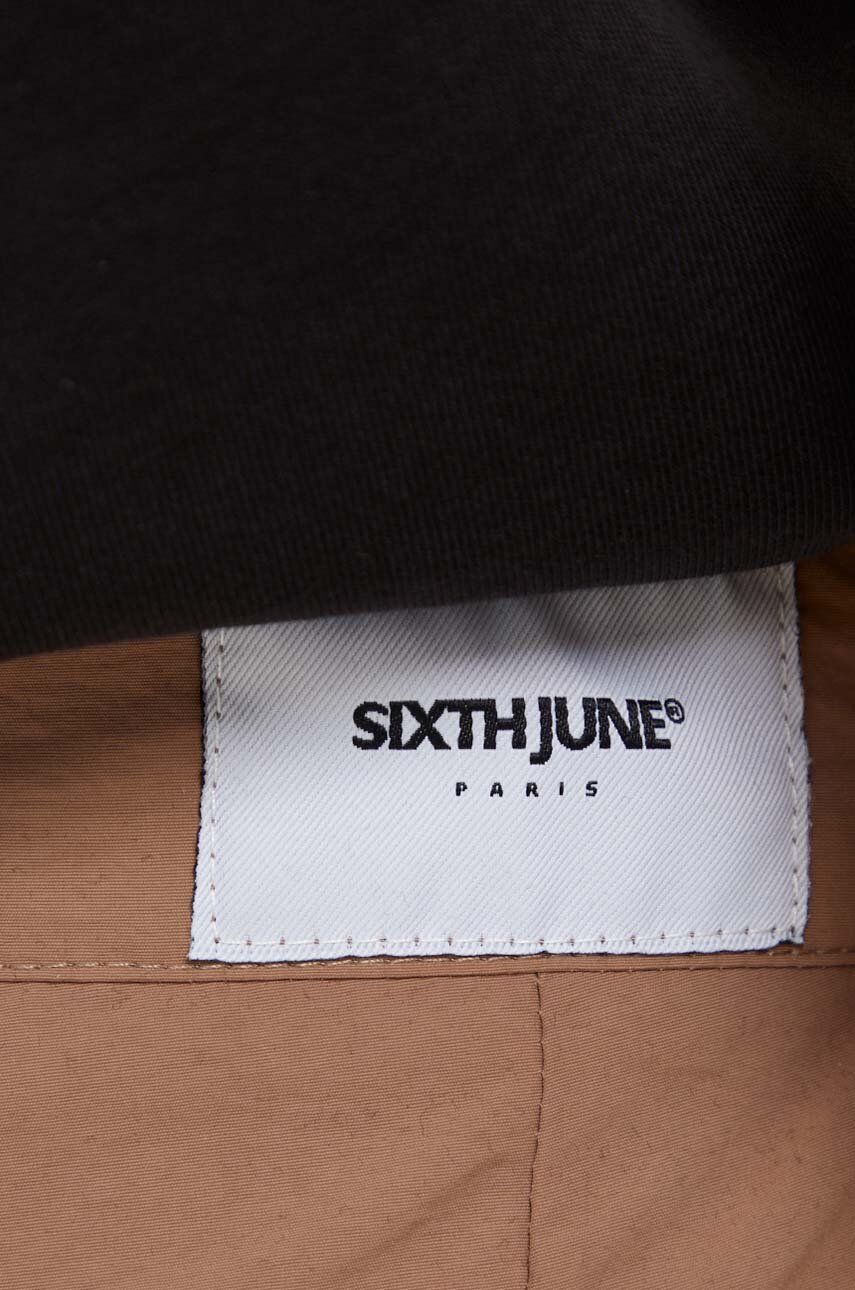 Sixth June spodnie damskie kolor brązowy proste high waist