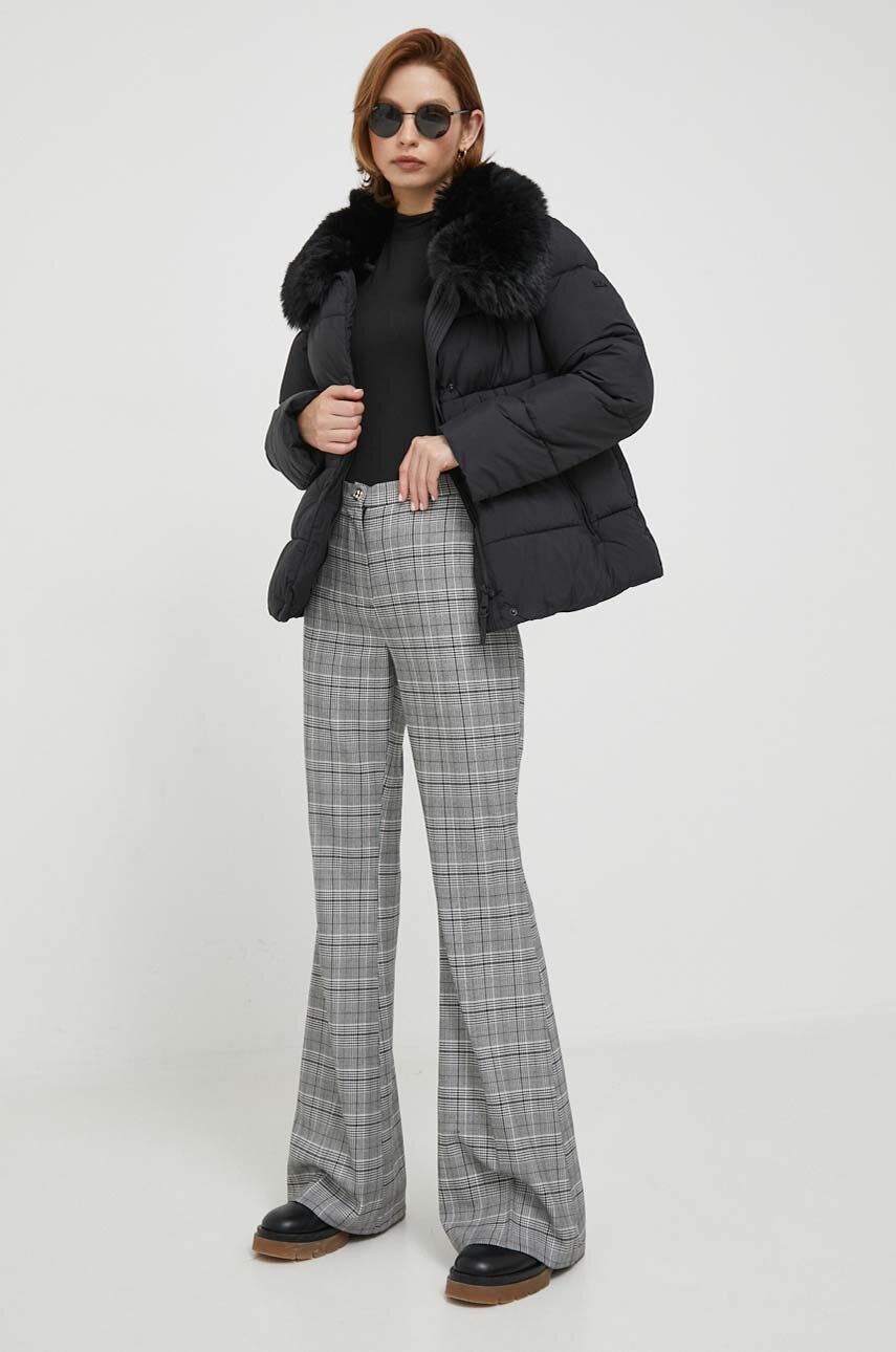 Kalhoty Artigli dámské, šedá barva, zvony, high waist - šedá - 66 % Polyester