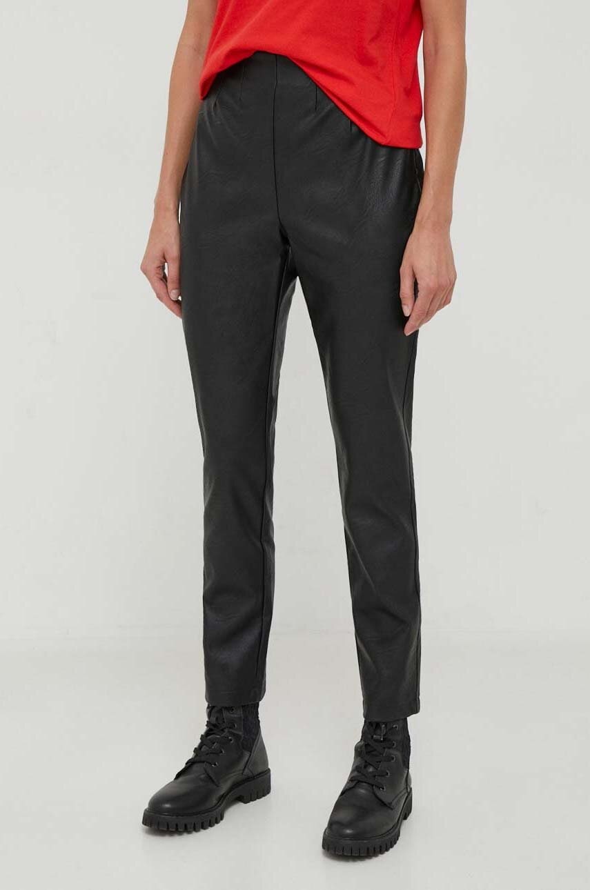 Artigli pantaloni femei, culoarea negru, drept, high waist