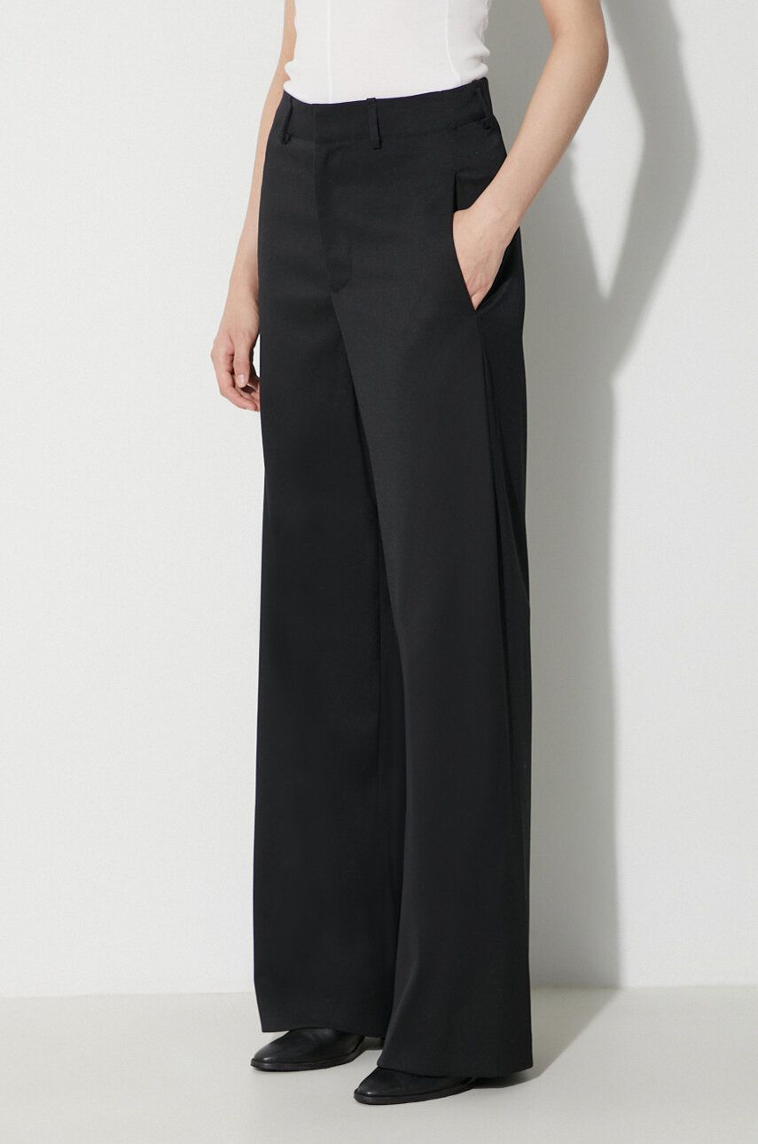 MM6 Maison Margiela pantaloni din lână culoarea negru, drept, high waist, S62KB0178