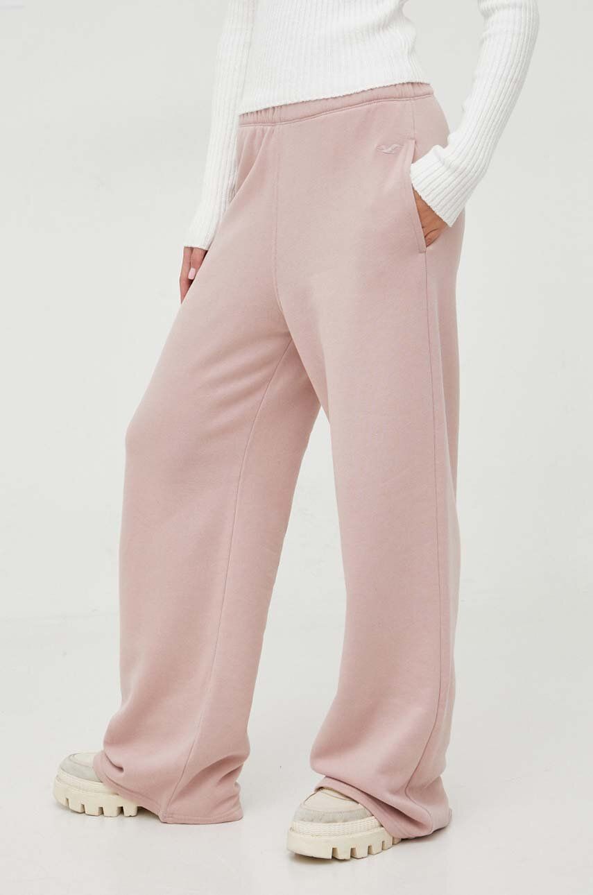 Hollister Co. pantaloni de trening culoarea roz, neted