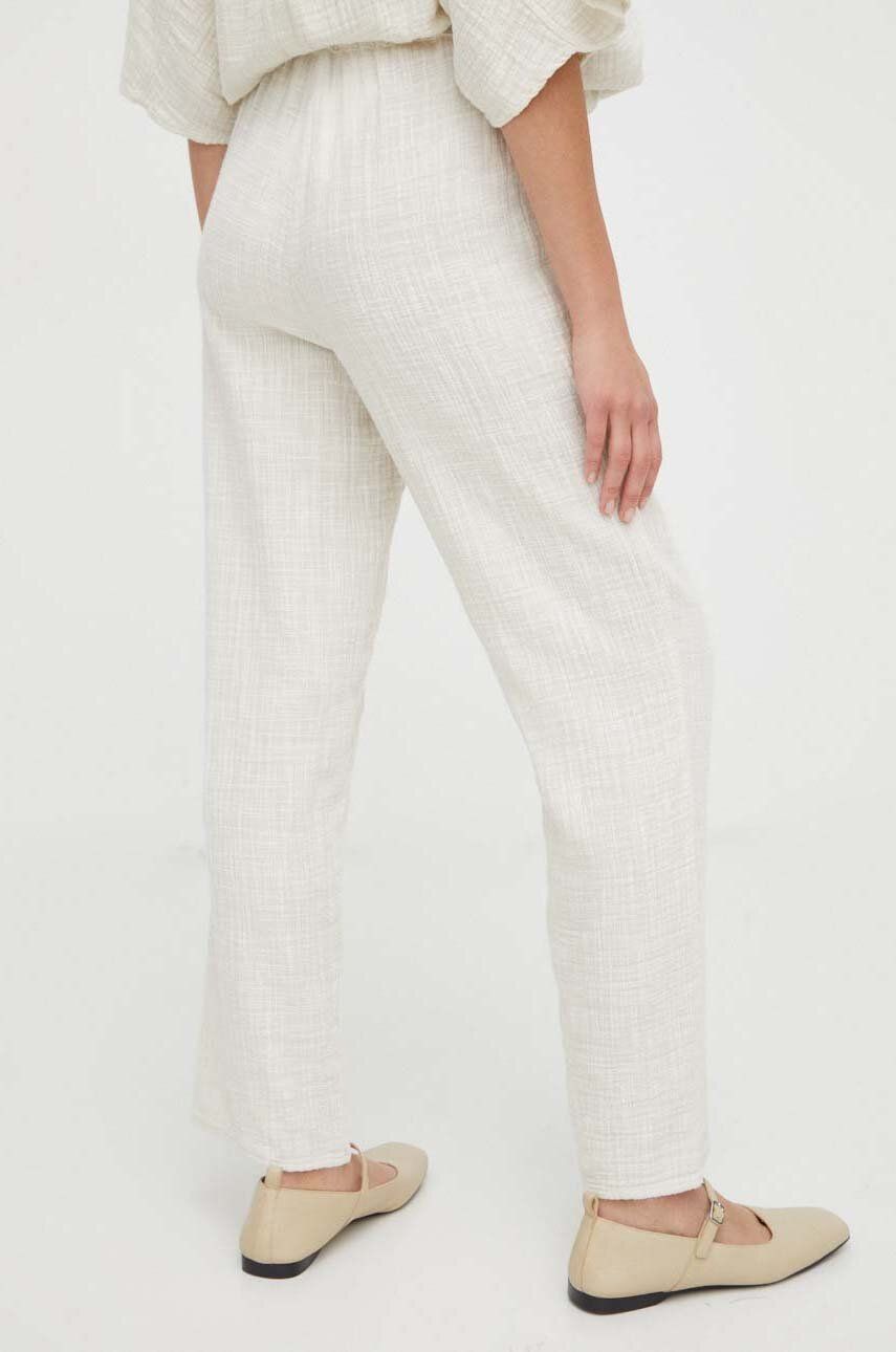 American Vintage Pantaloni De Bumbac Culoarea Bej, Drept, High Waist