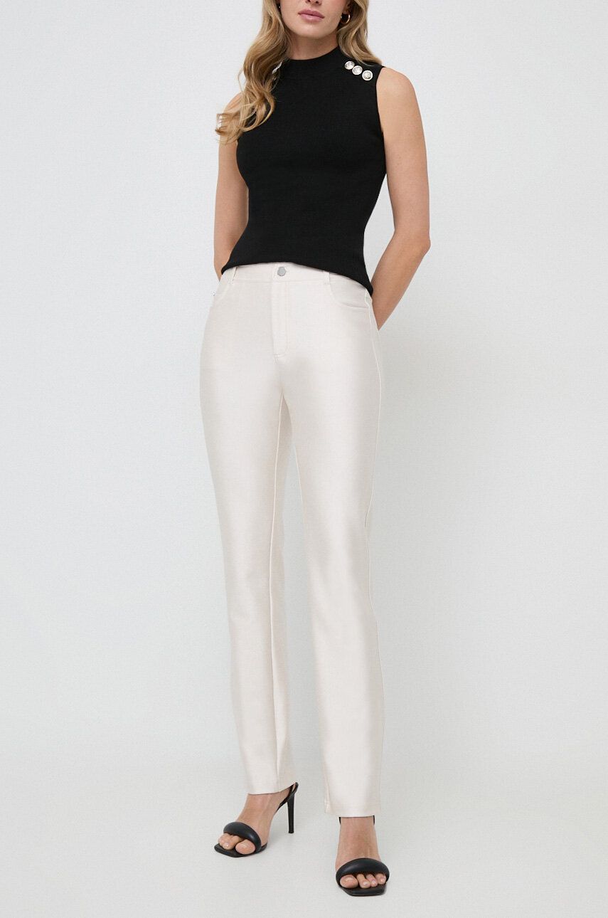 Levně Kalhoty Guess CARLY dámské, béžová barva, jednoduché, high waist, W4RB60 KC4C0