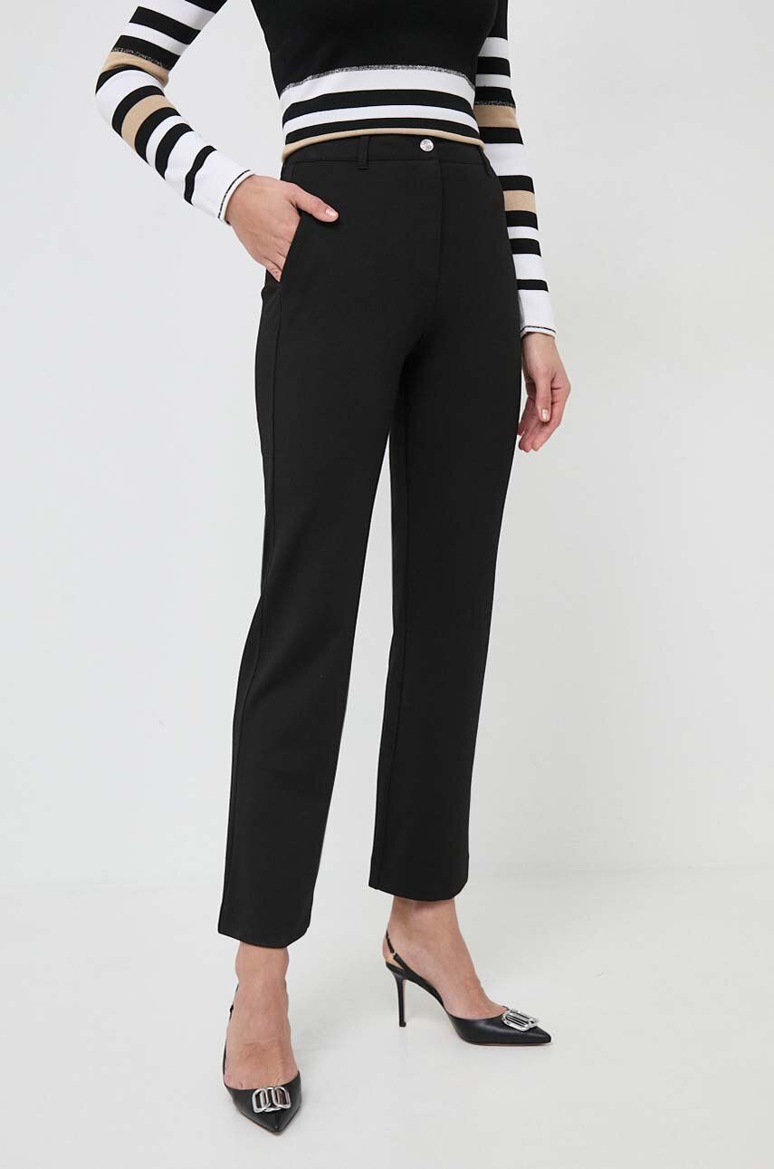 Levně Kalhoty Guess ZOE dámské, černá barva, jednoduché, high waist, W4RB50 KBJP2
