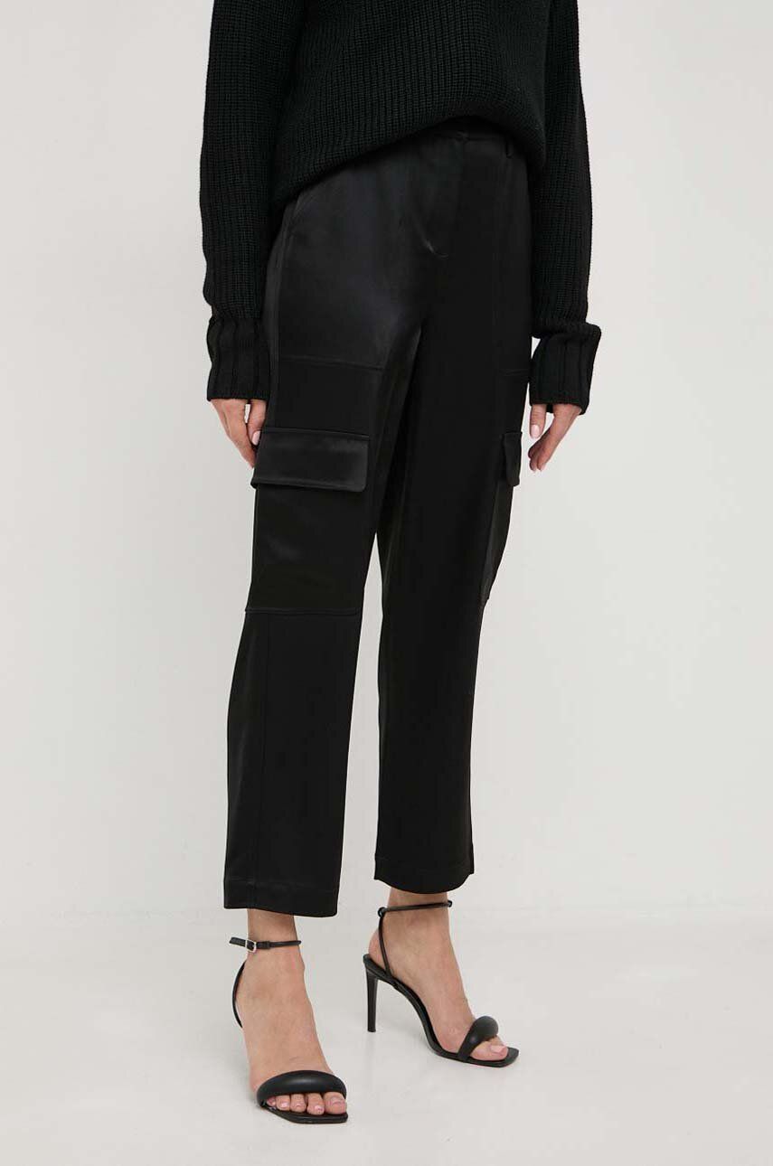 Michael Michael Kors Pantaloni Femei, Culoarea Negru, Drept, High Waist