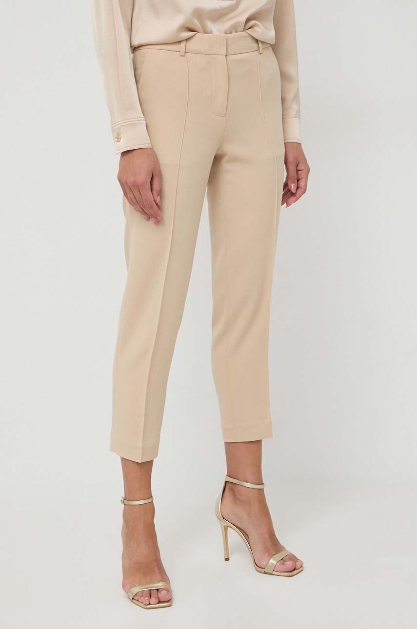 Michael Michael Kors Pantaloni Femei, Culoarea Bej, Drept, High Waist