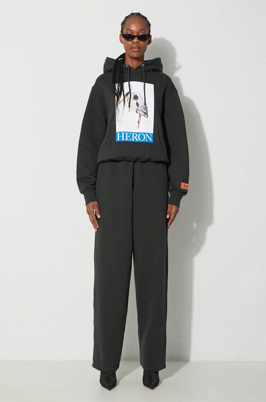 Heron Preston spodnie dresowe bawełniane Stfu Os Sweatpants kolor czarny z nadrukiem HWCH006F23JER0011001