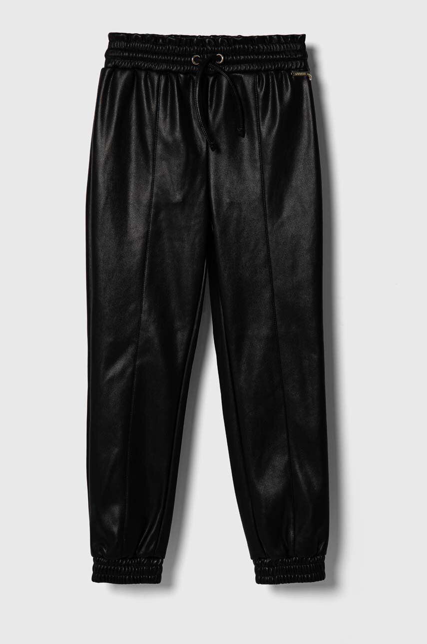 Kalhoty Guess černá barva, hladké - černá -  Hlavní materiál: 100 % Polyuretan Podšívka: 1
