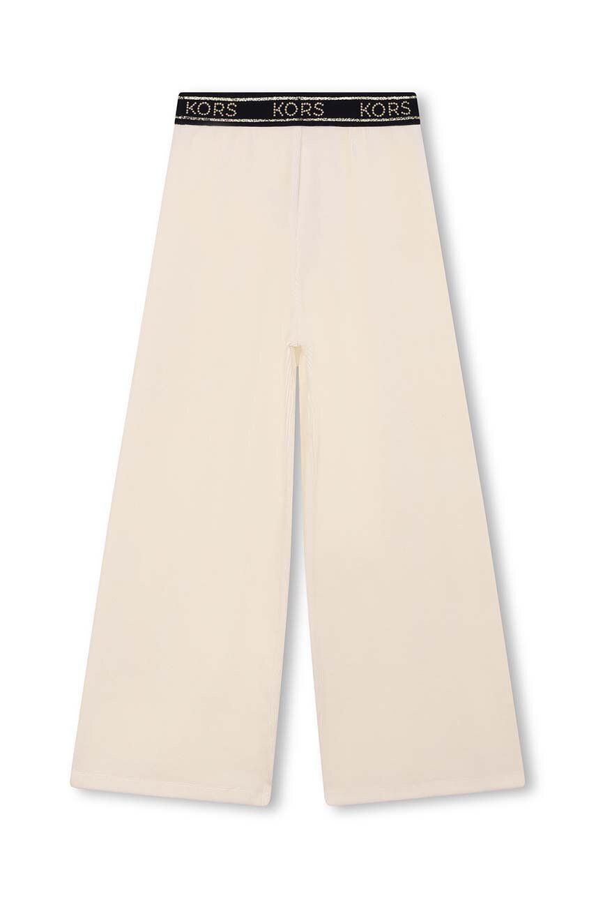 Dětské kalhoty Michael Kors béžová barva, hladké - béžová - 60 % Bavlna