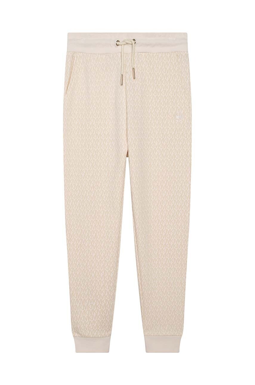 Дитячі бавовняні штани Michael Kors колір бежевий візерунок Дитячі бавовняні штани Michael Kors колір бежевий візерунок