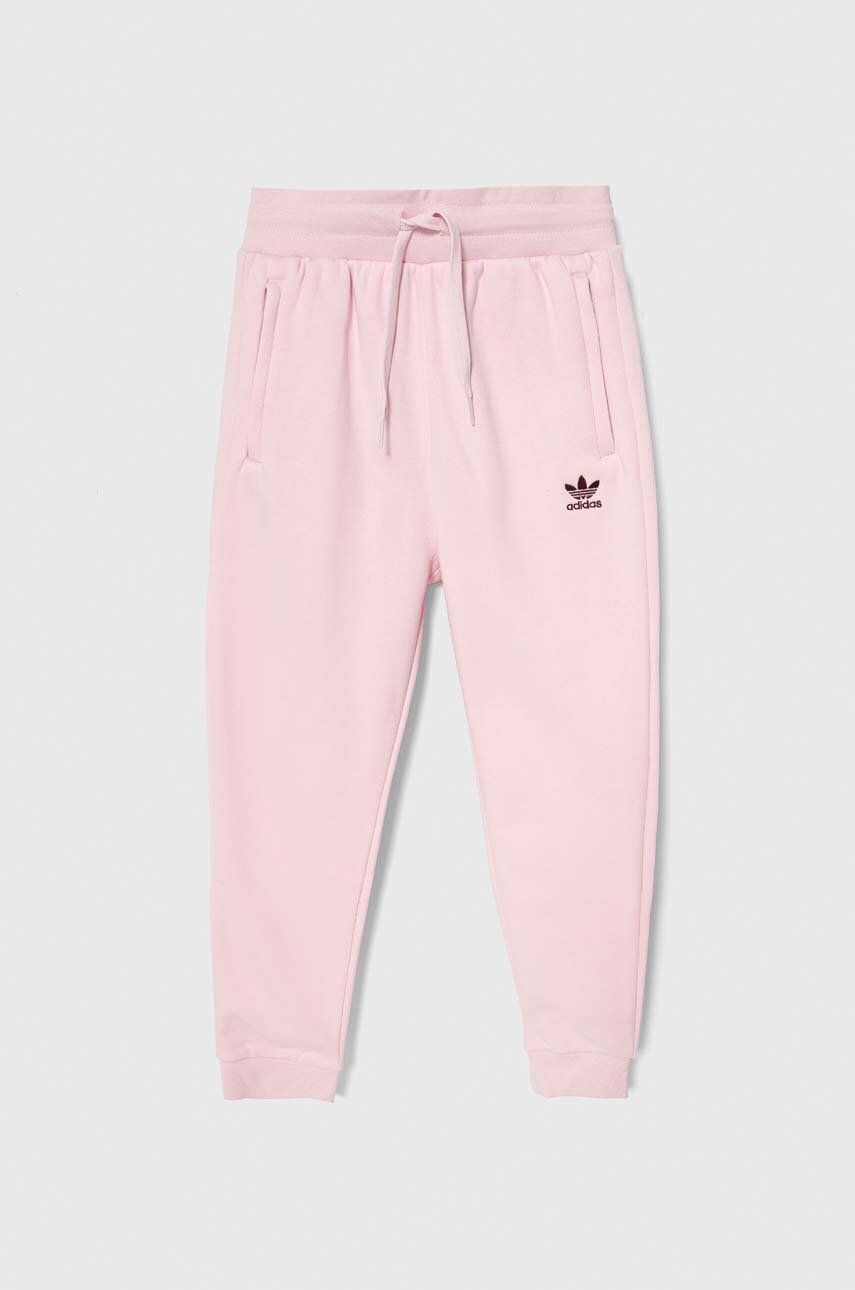 

Детски спортен панталон adidas Originals в розово с изчистен дизайн, Розов