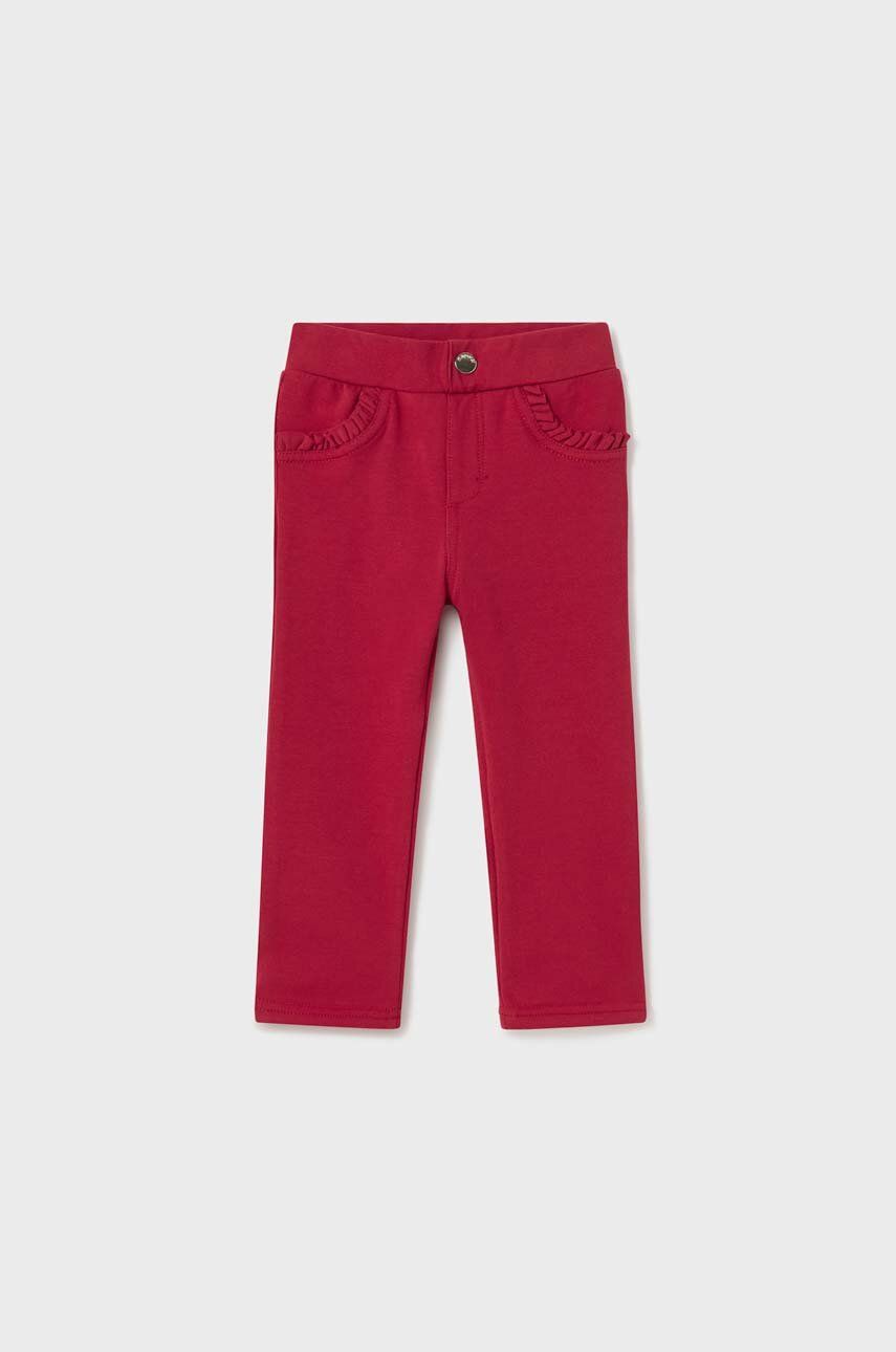 E-shop Kojenecké kalhoty Mayoral červená barva, hladké