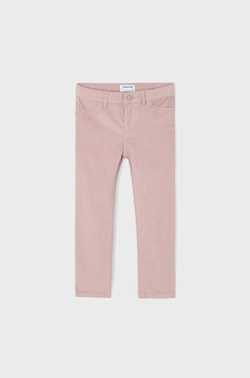 Детские брюки Mayoral цвет розовый с аппликацией