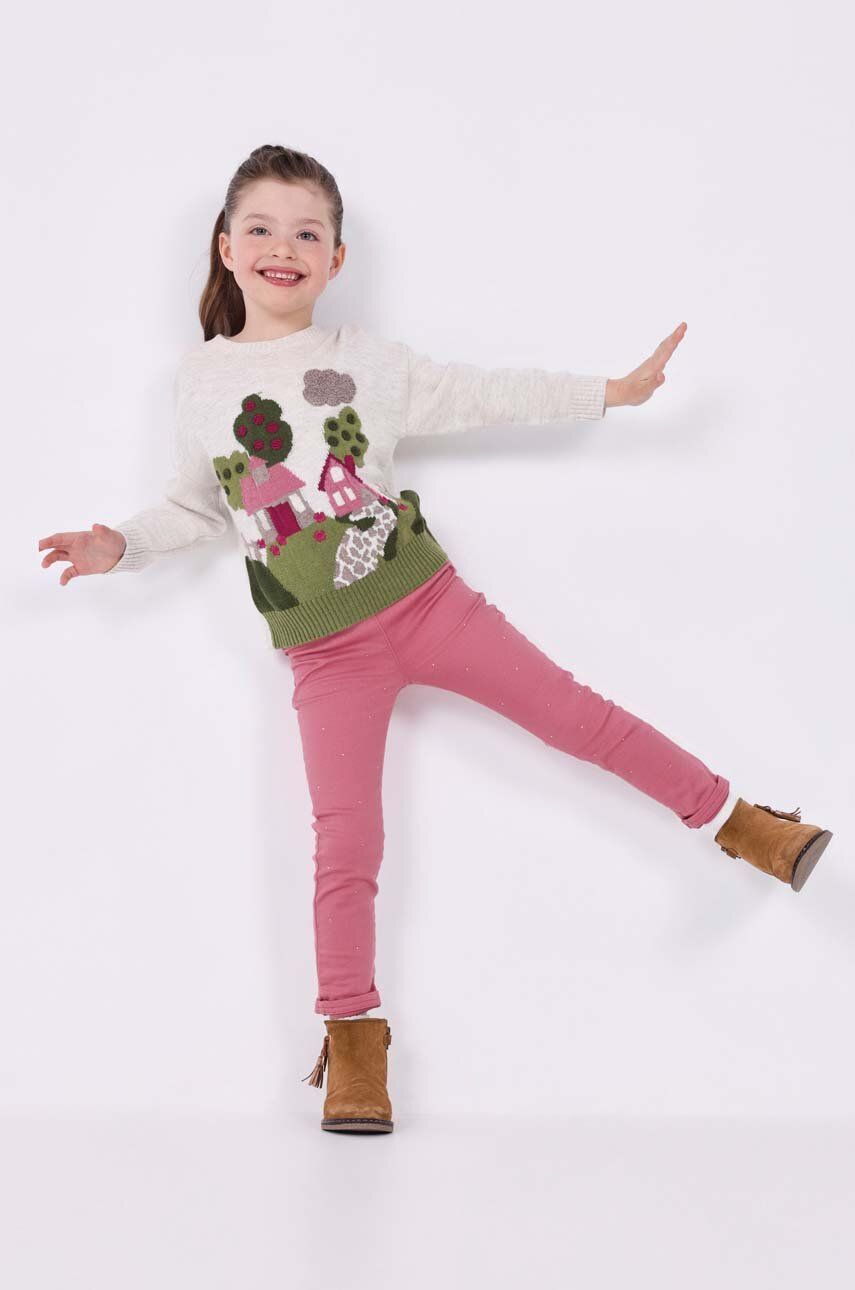 E-shop Dětské kalhoty Mayoral růžová barva, s aplikací