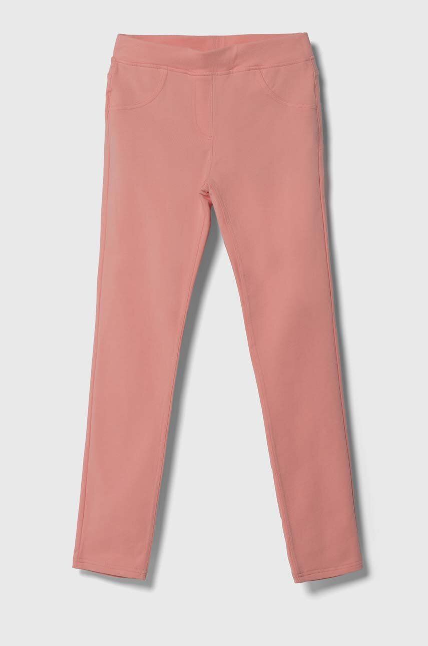 United Colors of Benetton pantaloni de trening pentru copii culoarea roz, neted
