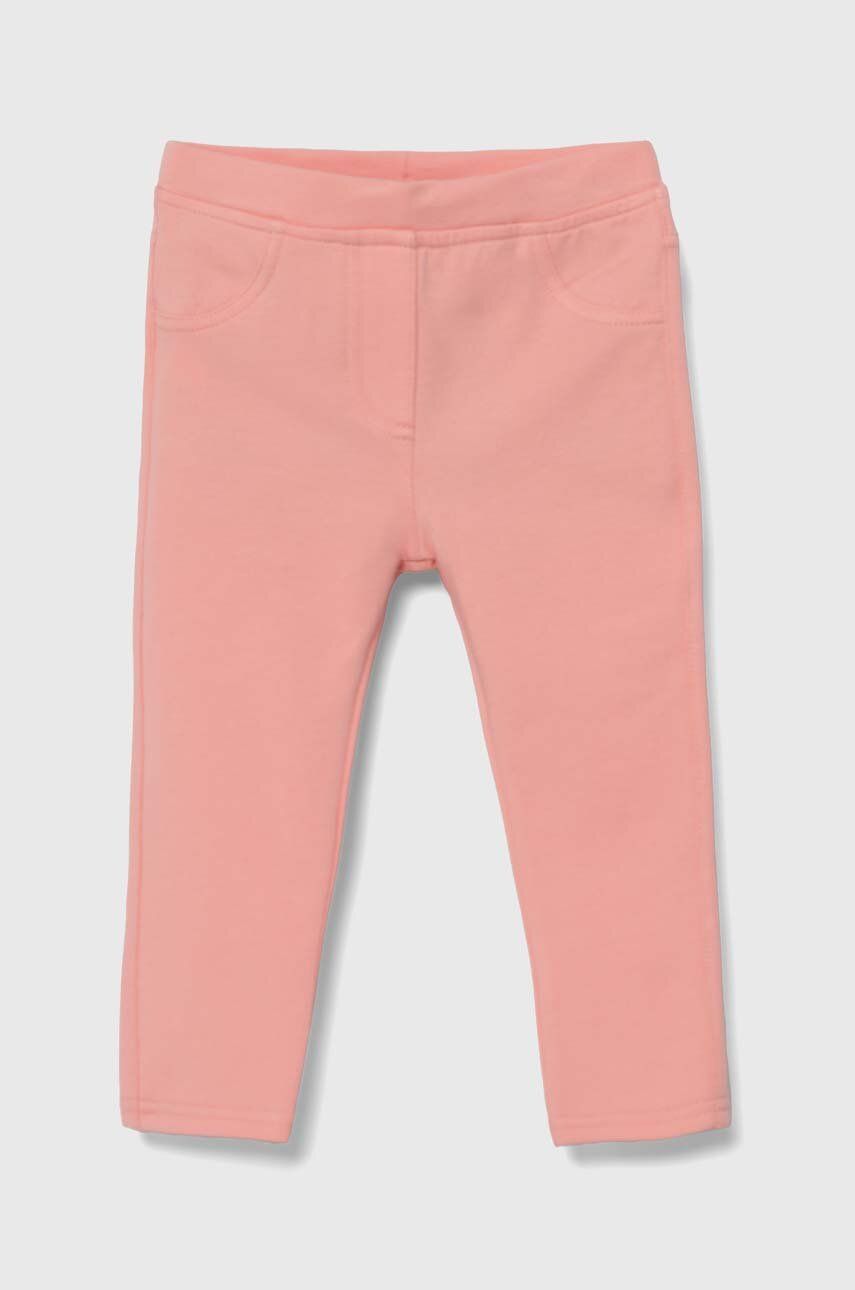 United Colors of Benetton pantaloni copii culoarea roz, neted