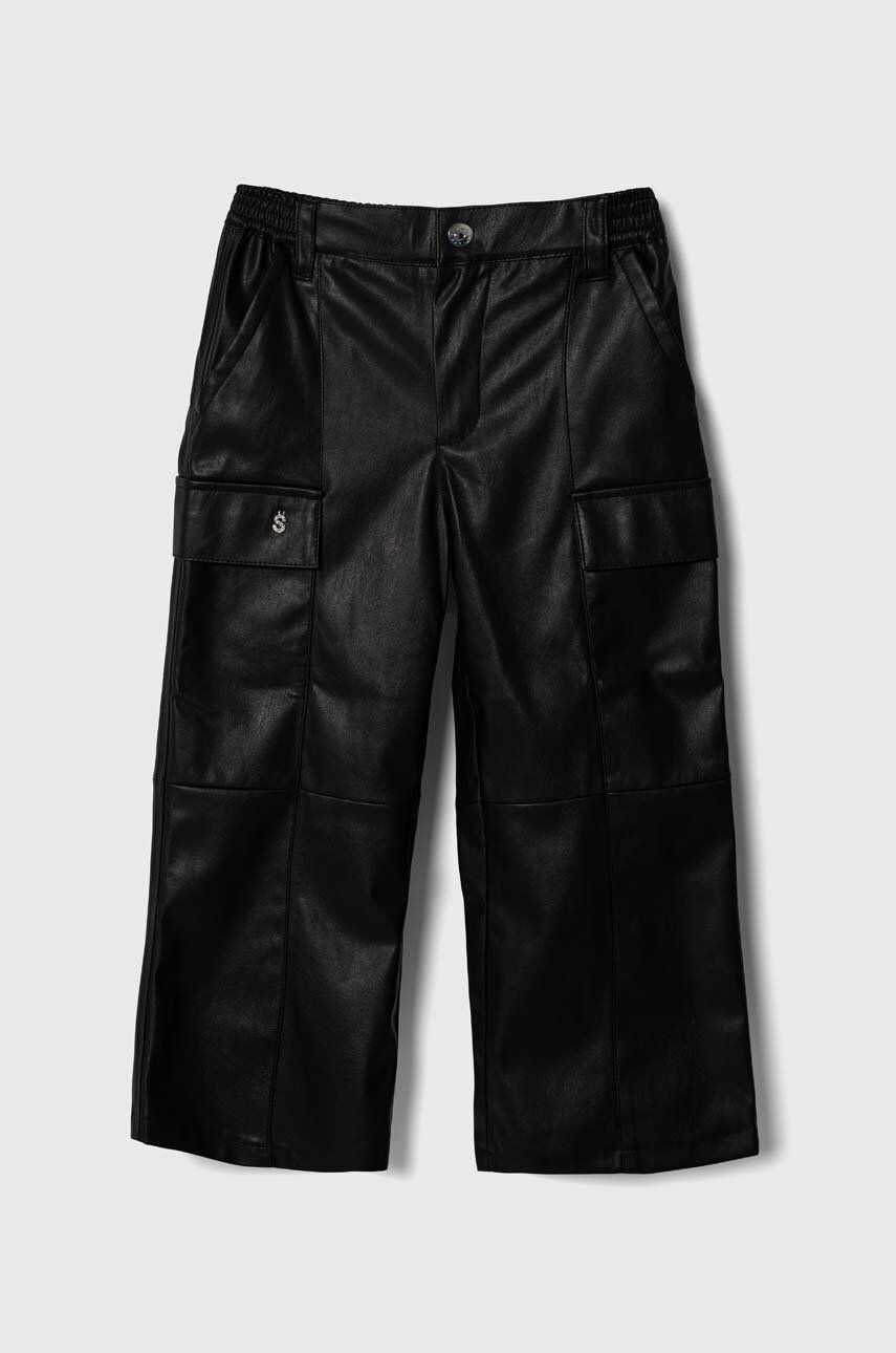 Dětské kalhoty Sisley černá barva, hladké - černá - Hlavní materiál: 100 % Polyester Pokrytí: P