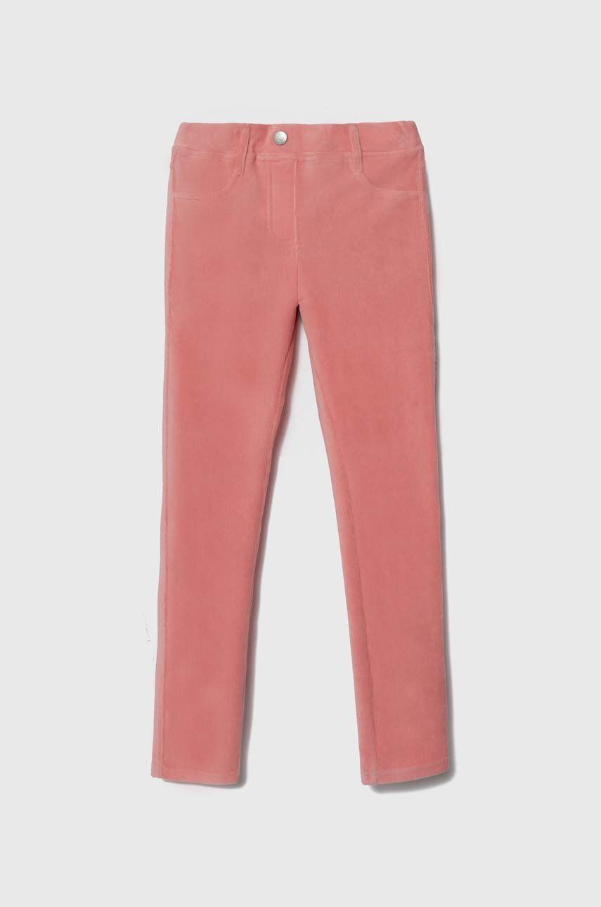 Levně Dětské kalhoty United Colors of Benetton růžová barva, hladké