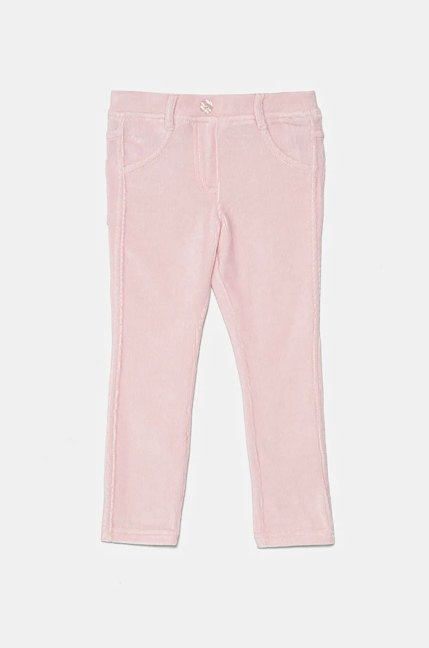 United Colors of Benetton pantaloni copii culoarea roz, neted