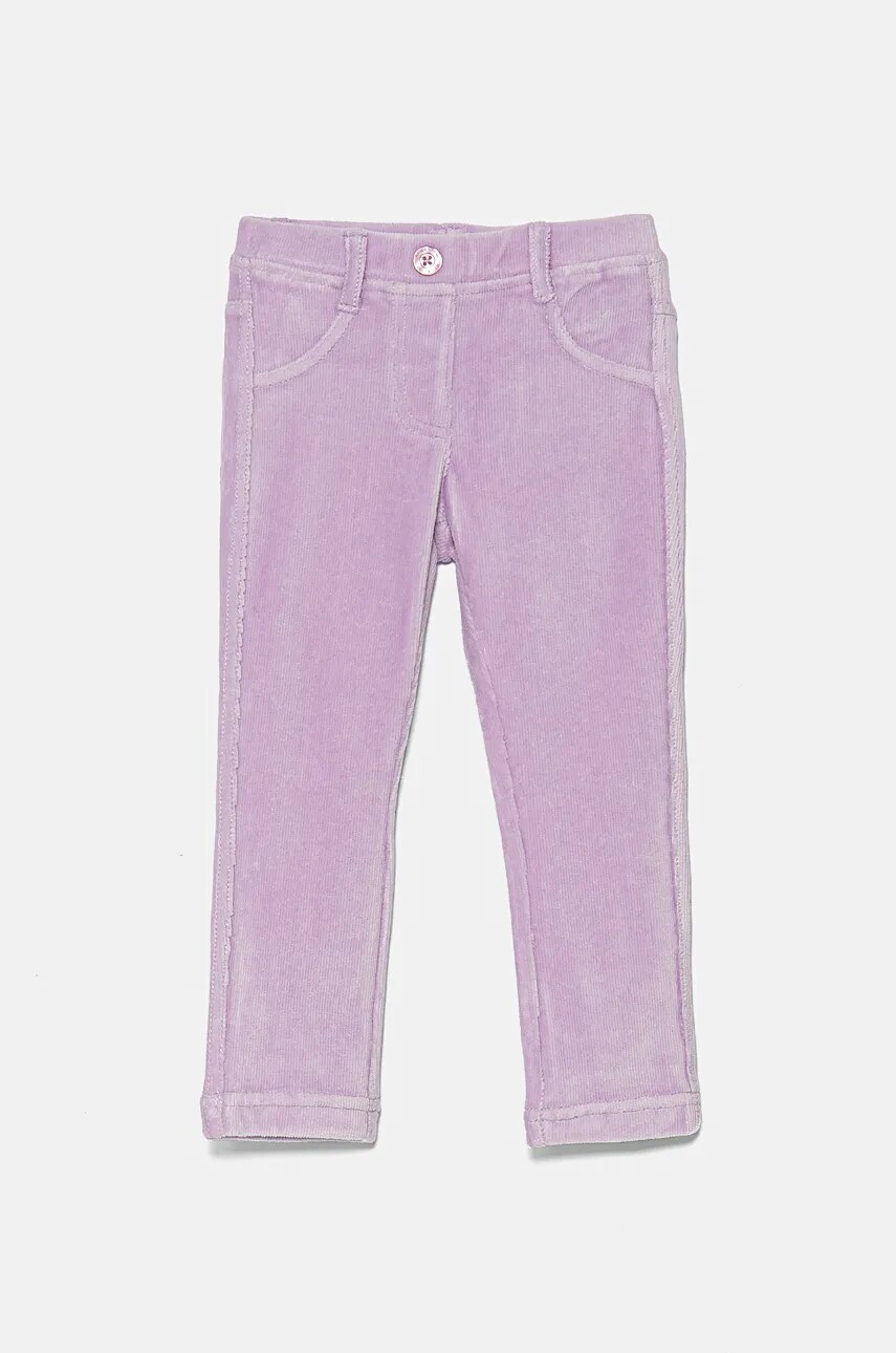 United Colors of Benetton pantaloni copii culoarea violet, neted