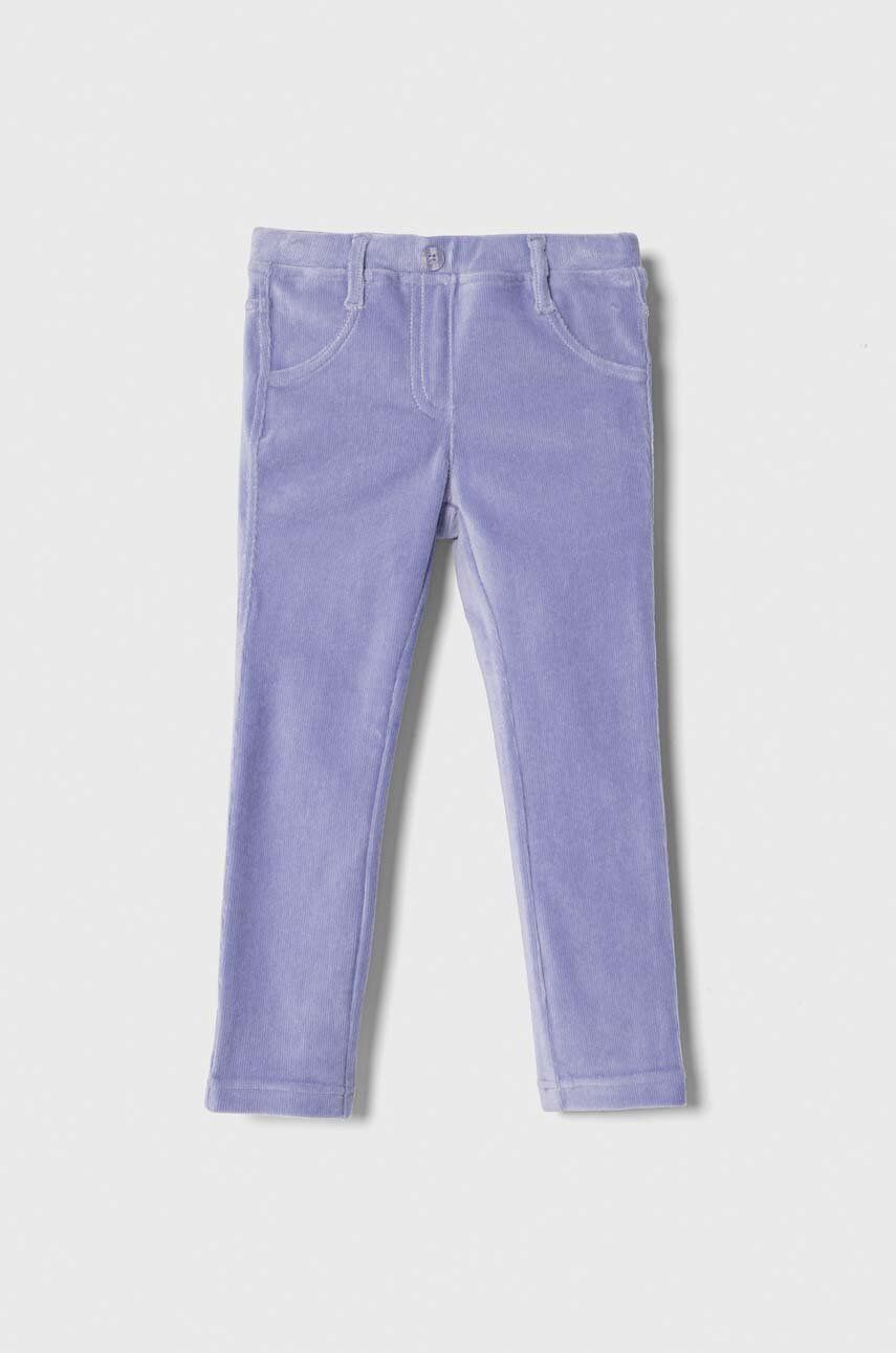 United Colors of Benetton pantaloni copii culoarea violet, neted