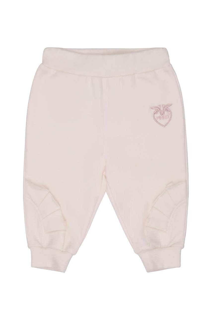 Kojenecké kalhoty Pinko Up béžová barva, s potiskem - béžová -  94 % Bavlna