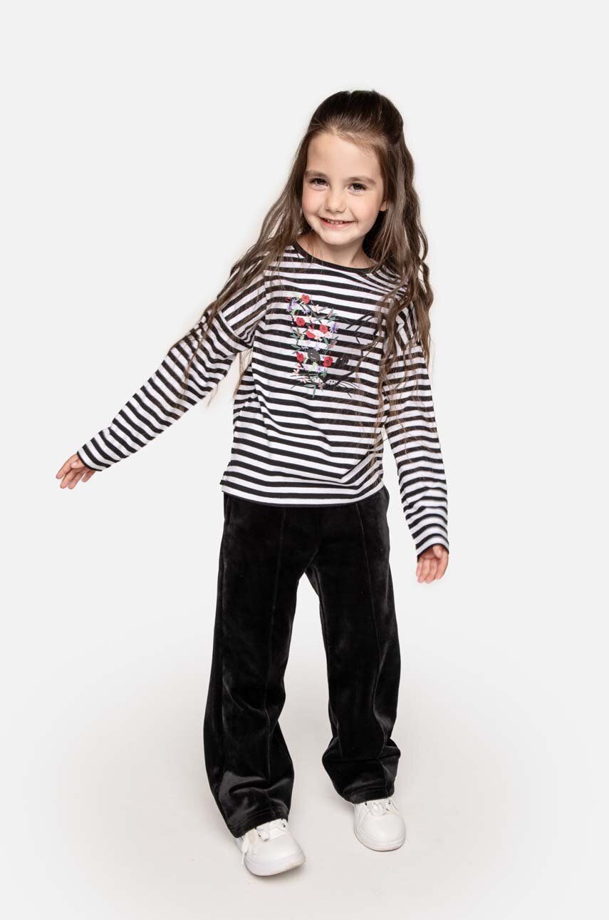 Coccodrillo pantaloni de trening pentru copii culoarea negru, neted