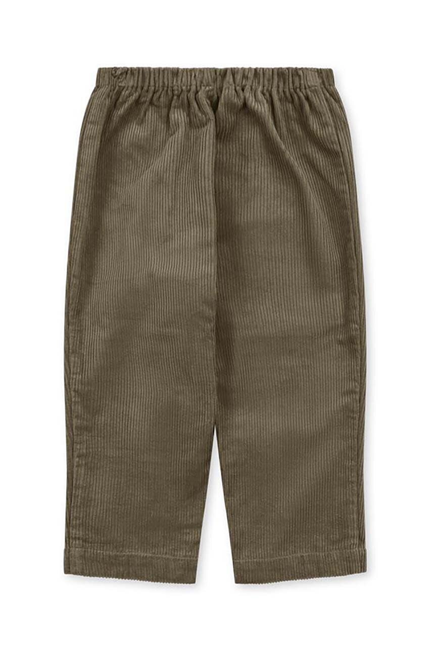 Дитячі бавовняні штани Konges Sløjd колір зелений однотонні