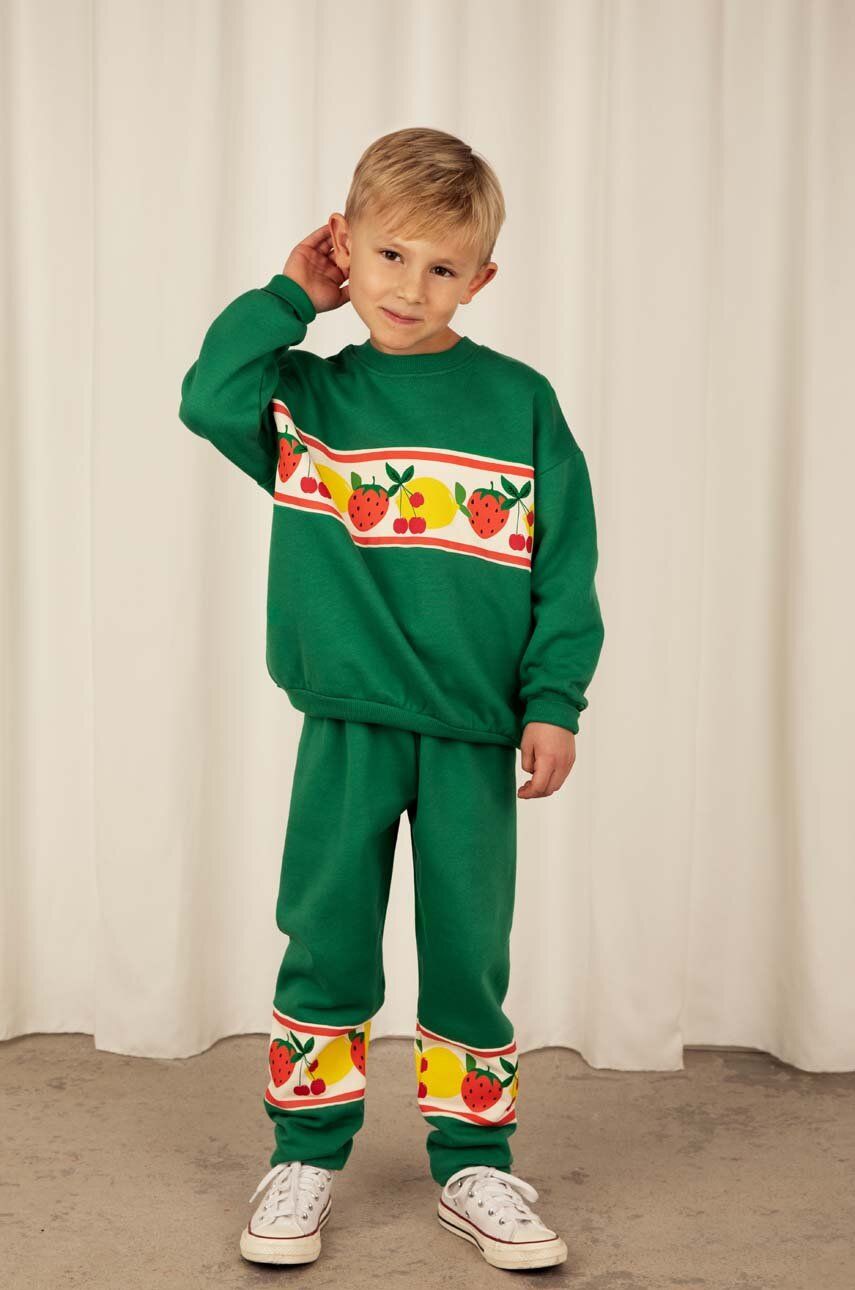 E-shop Dětské bavlněné tepláky Mini Rodini zelená barva, s potiskem