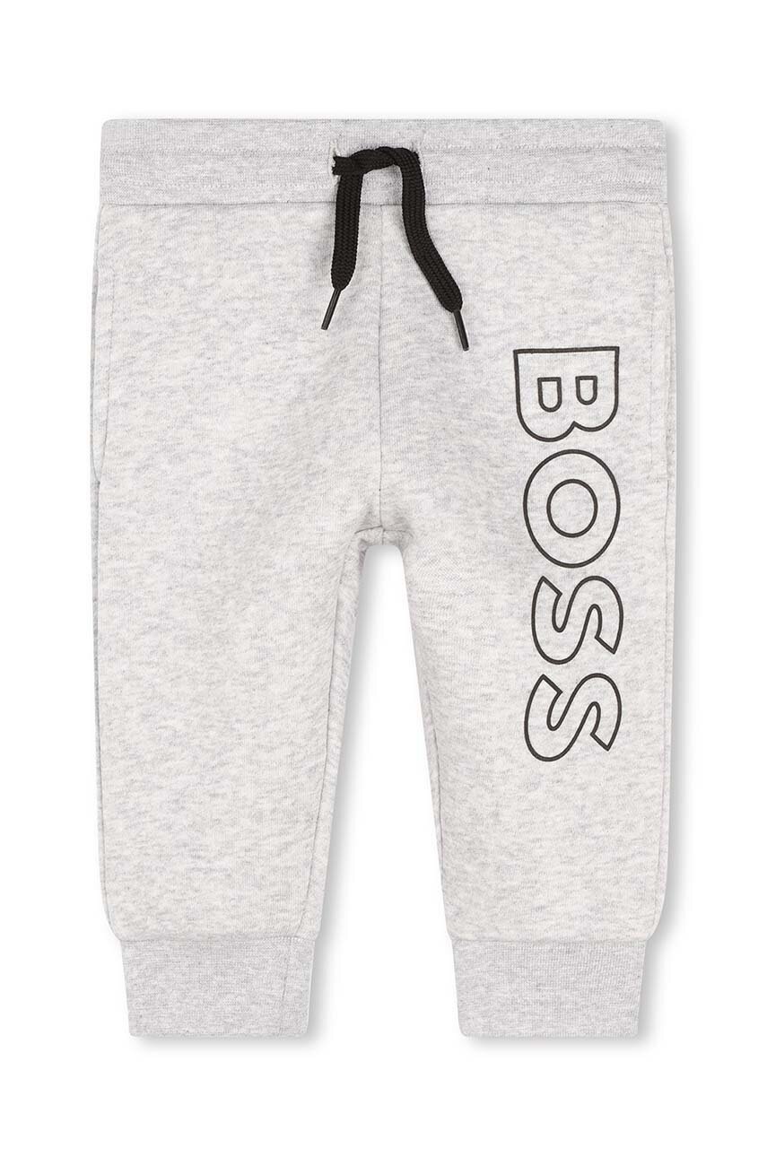 BOSS Pantaloni De Trening Pentru Copii Culoarea Gri, Cu Imprimeu