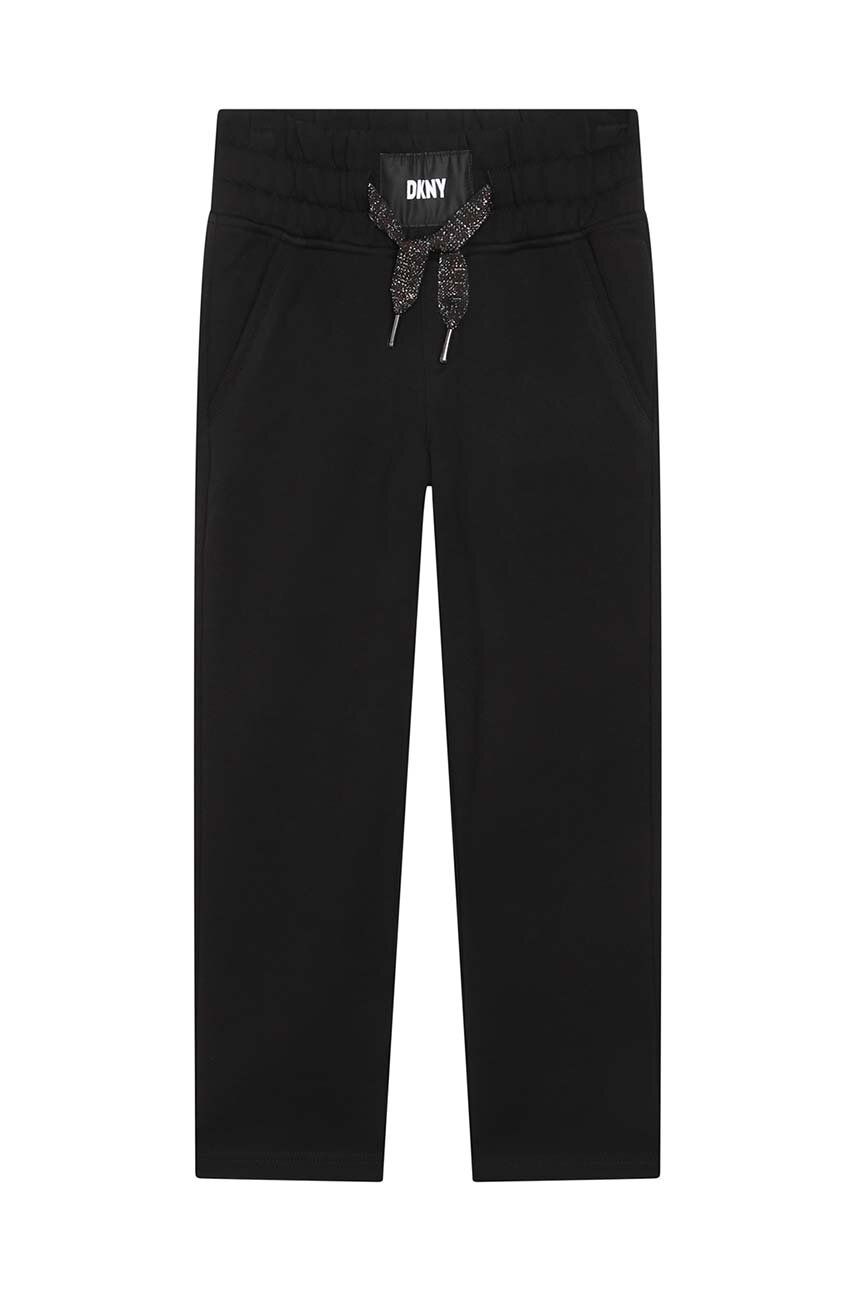 Dkny pantaloni de trening din bumbac pentru copii culoarea negru, neted