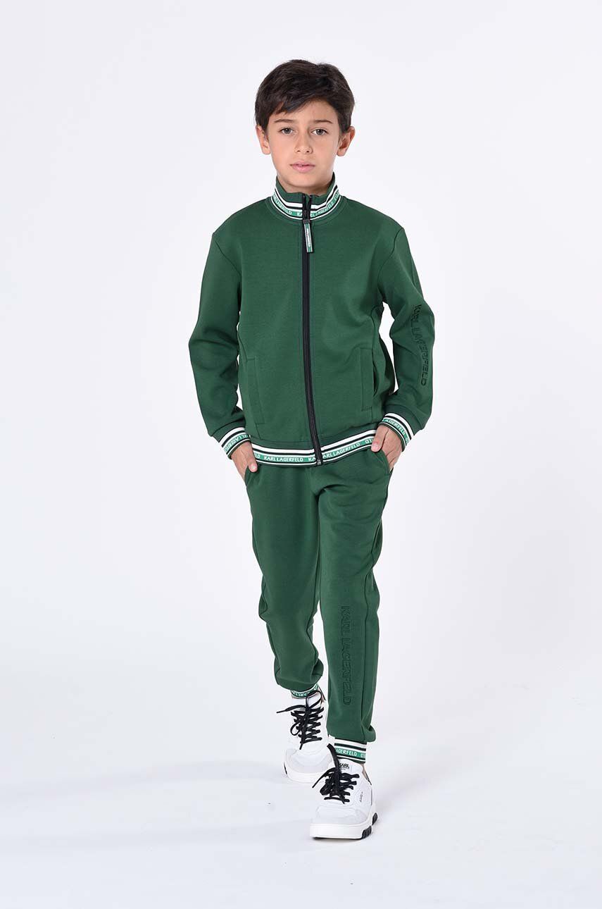 Dětské tepláky Karl Lagerfeld zelená barva, vzorované - zelená - Hlavní materiál: 50 % Polyester