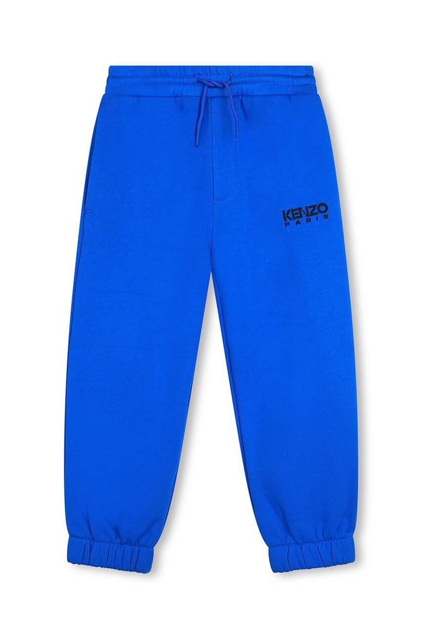 

Детски спортен панталон Kenzo Kids в синьо с изчистен дизайн, Син