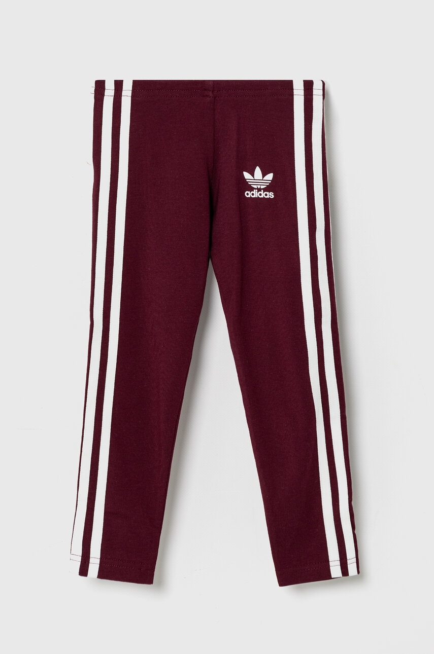 adidas Originals leggins copii culoarea bordo, cu imprimeu