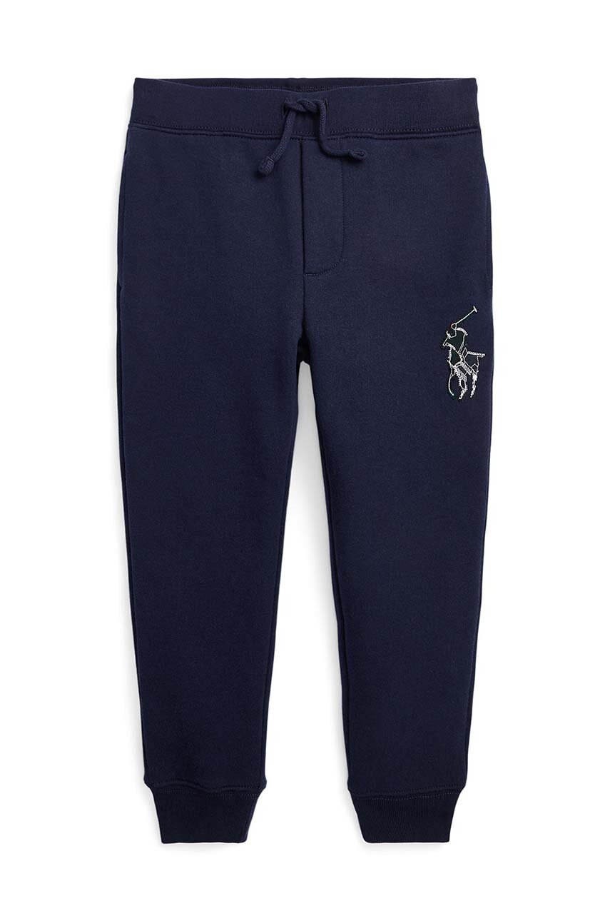 

Дитячі бавовняні штани Polo Ralph Lauren колір синій з принтом